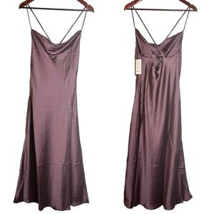 Show Me Your Mumu Verona Cowl Neck Slip Dress Dusty Plum Luxe Satin Small